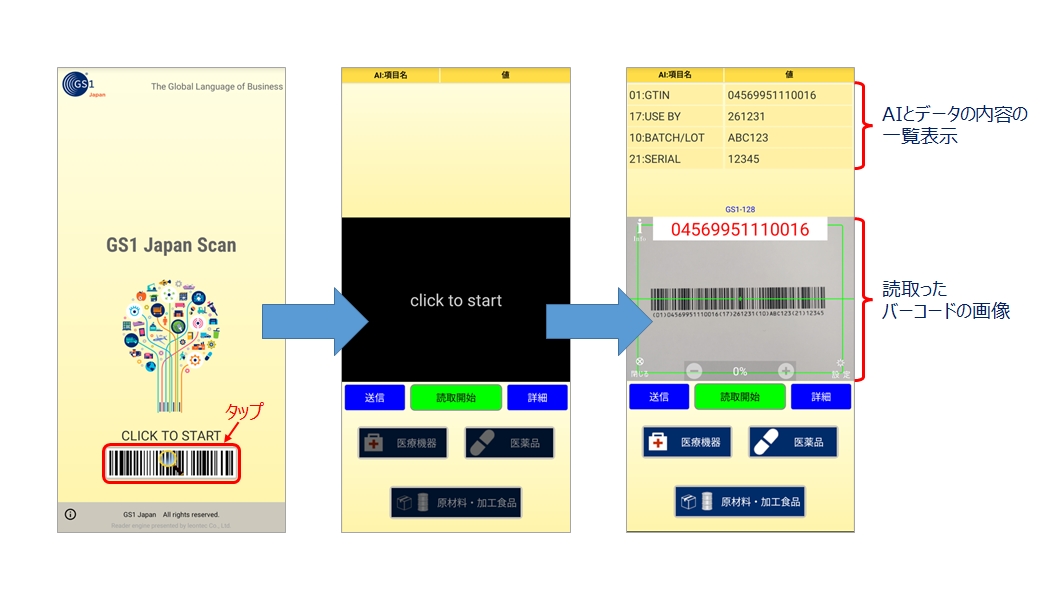 GS1 Japan Scan起動～読み取り