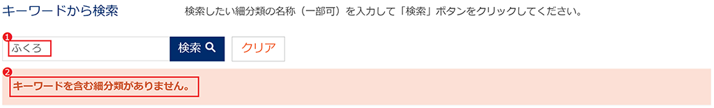 図：（例）「ふくろ」と入力して検索した場合