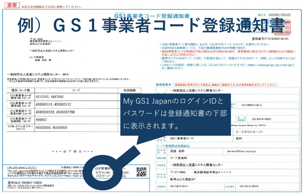 GS1事業者コード登録通知書
